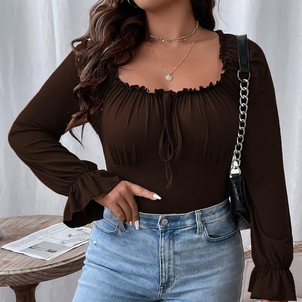 Ruched Flattery Brown Women's Top